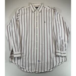Ralph Lauren Regent Dress Shirt Mens 16.5 35 Stripe Flesh Pony Logo Cotton